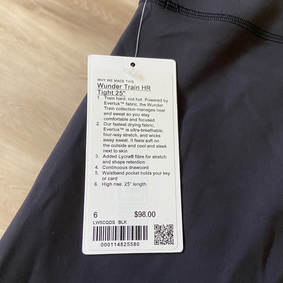 lululemon Wunder Train 25" HR Black NWT - Size 6 - Picture 5 of 7